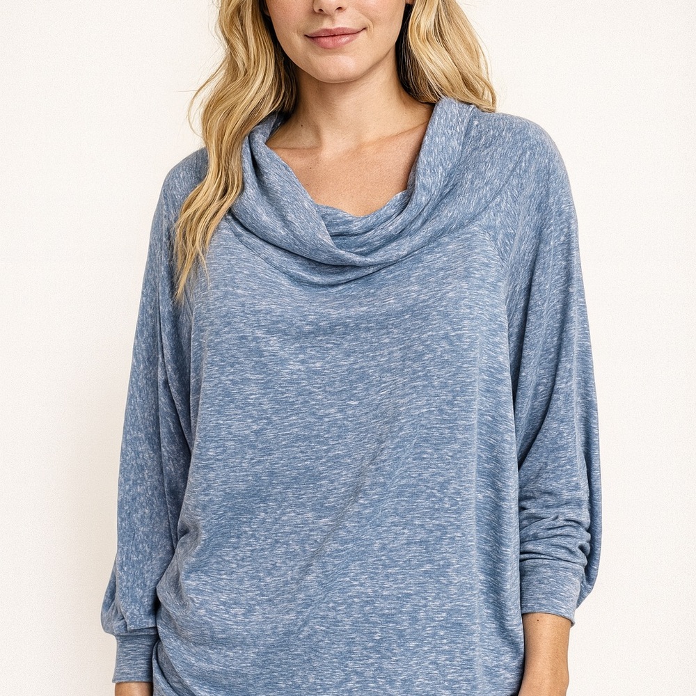 WE THE FREE Soft Blue Cowl Neck Sweater